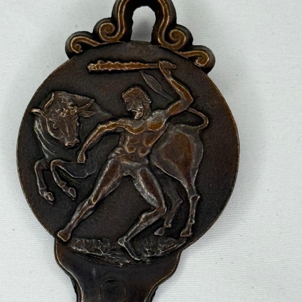 Vintage 1947 Greek Bronze Shoehorn - Athena Mythology, A. Papadiamantis
